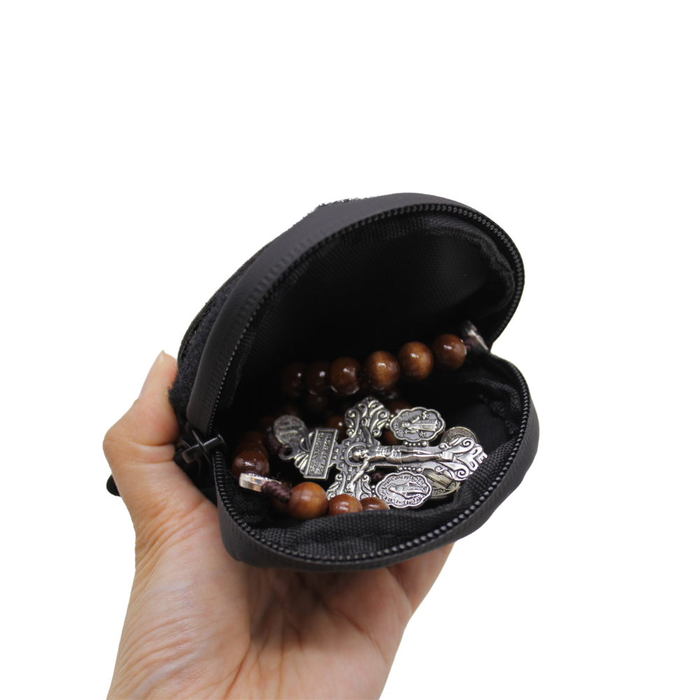 Rosary /Coin Pouch with St Benedict Velcro patch