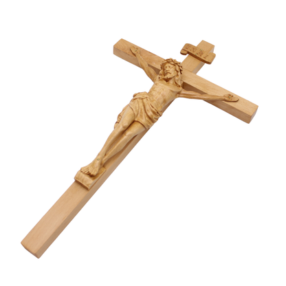 Wood Carved wall cross - 45cm