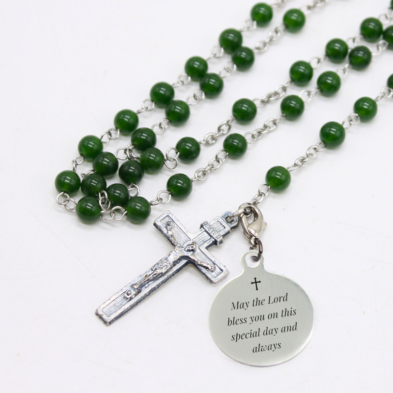 Green Jade stone 6mm beads Rosary