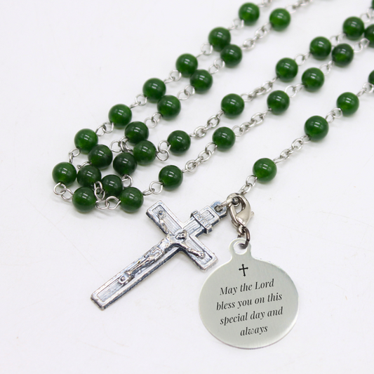 Green Jade stone 6mm beads Rosary