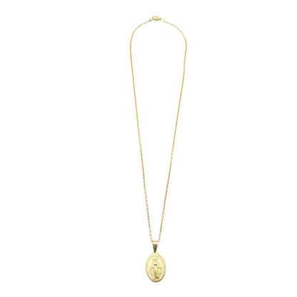 Stainless Steel Miraculous Medal/Chain set (1.8cm) gold plated