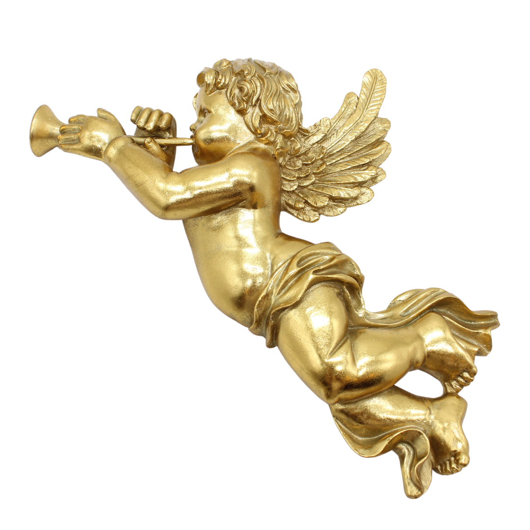 Polystone Gold Wall Angels  (Pair)