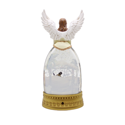 Christmas Illuminated Angel & Nativity Water Globe with Music Lantern