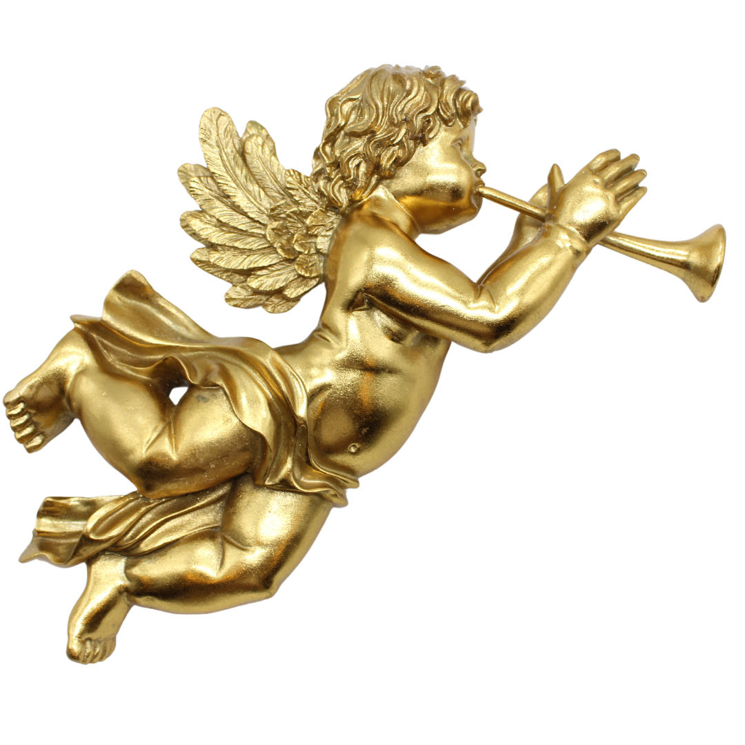 Polystone Gold Wall Angels  (Pair)