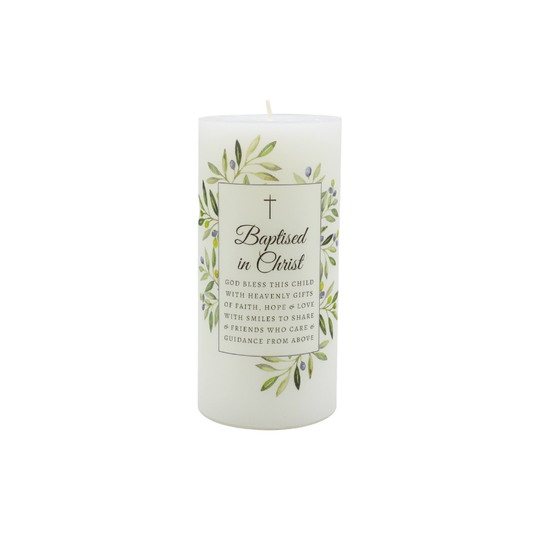 White Pillar Candle for Baptism 15cm