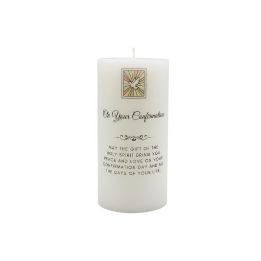 White Pillar Candle for Confirmation 15cm