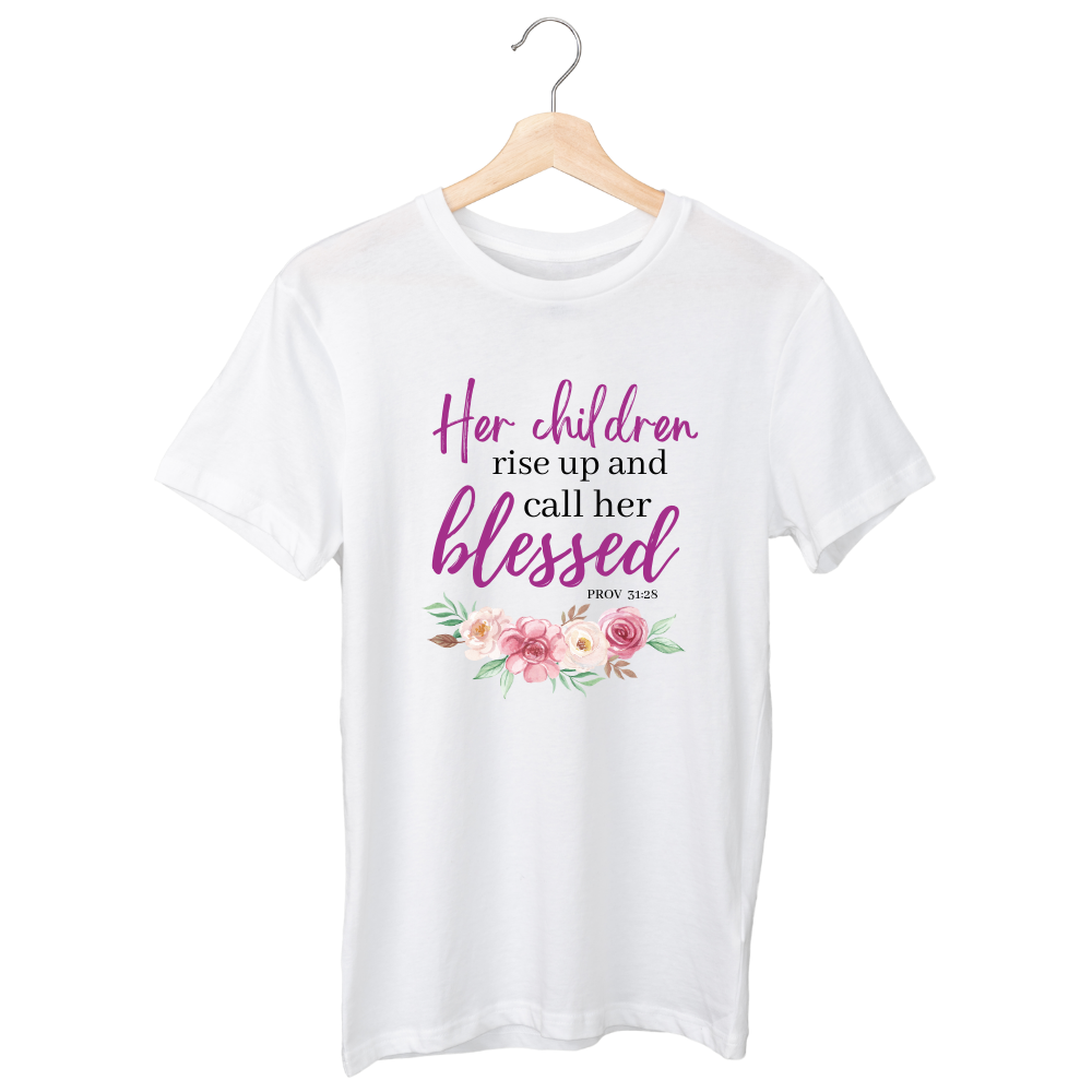 Her Children Rise Up & called her blessed T-shirt - White/Black/Maroon