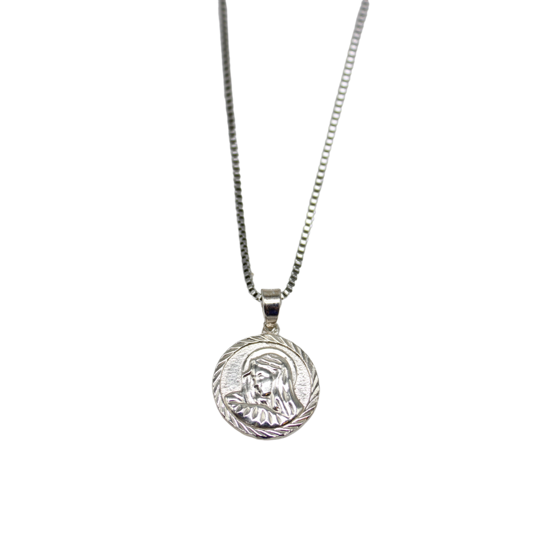 Silver Jesus/Mary Medal/Chain Set - 925 Silver