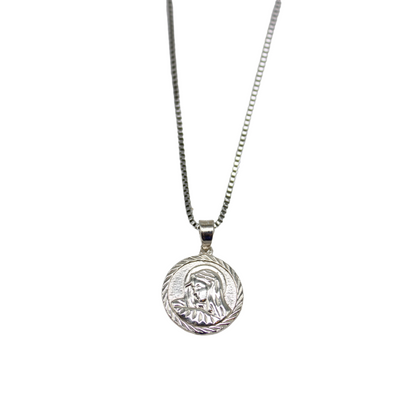 Silver Jesus/Mary Medal/Chain Set - 925 Silver