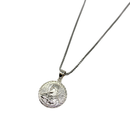Silver Jesus/Mary Medal/Chain Set - 925 Silver