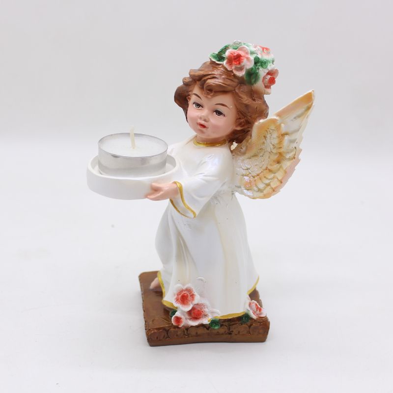 Polystone Angel with Candle Holder - 20cm