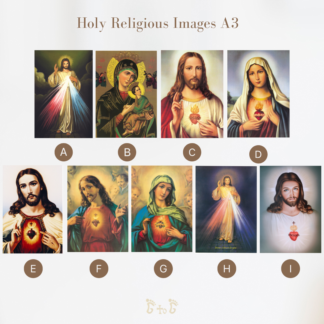 A3 Religious Images of Jesus, Mary, Divine Mercy