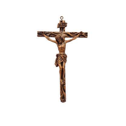 Polystone Wall Crucifix - Brown Color - 25cm