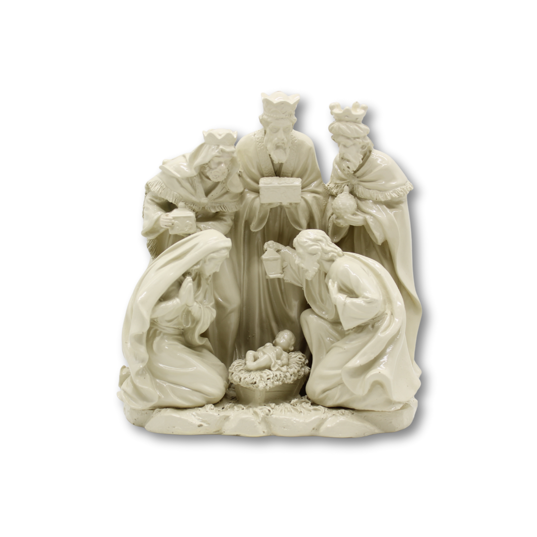 Christmas Polystone Nativity  8" - White