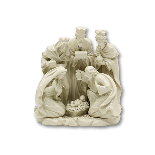 Christmas Polystone Nativity  8" - White