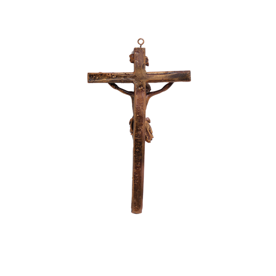 Polystone Wall Crucifix - Brown Color - 25cm