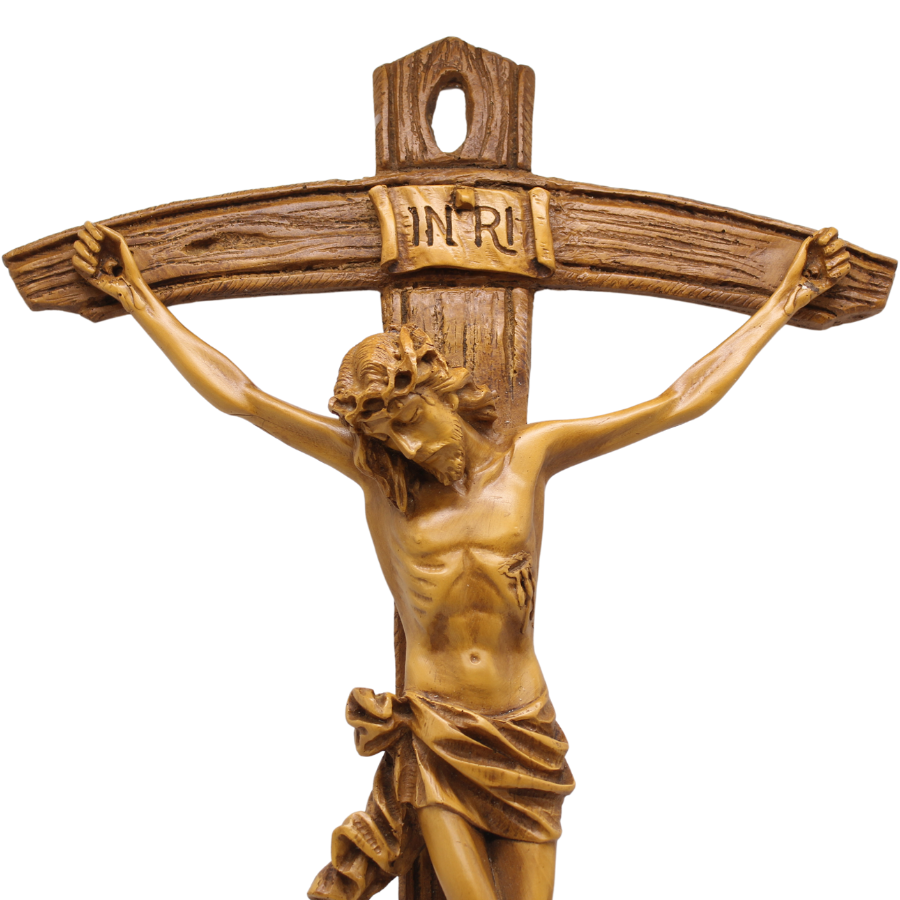 Wood Resin Papal Wall Crucifix - 75cm