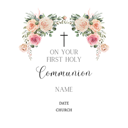 Personalised White Pillar Candle for First Holy Communion 15cm