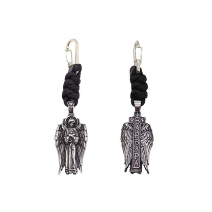 Stainless Steel Catholic Guardian Angel Pocket Medal Prayer Kit (Silver)