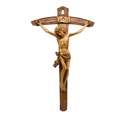 Wood Resin Papal Wall Crucifix - 75cm