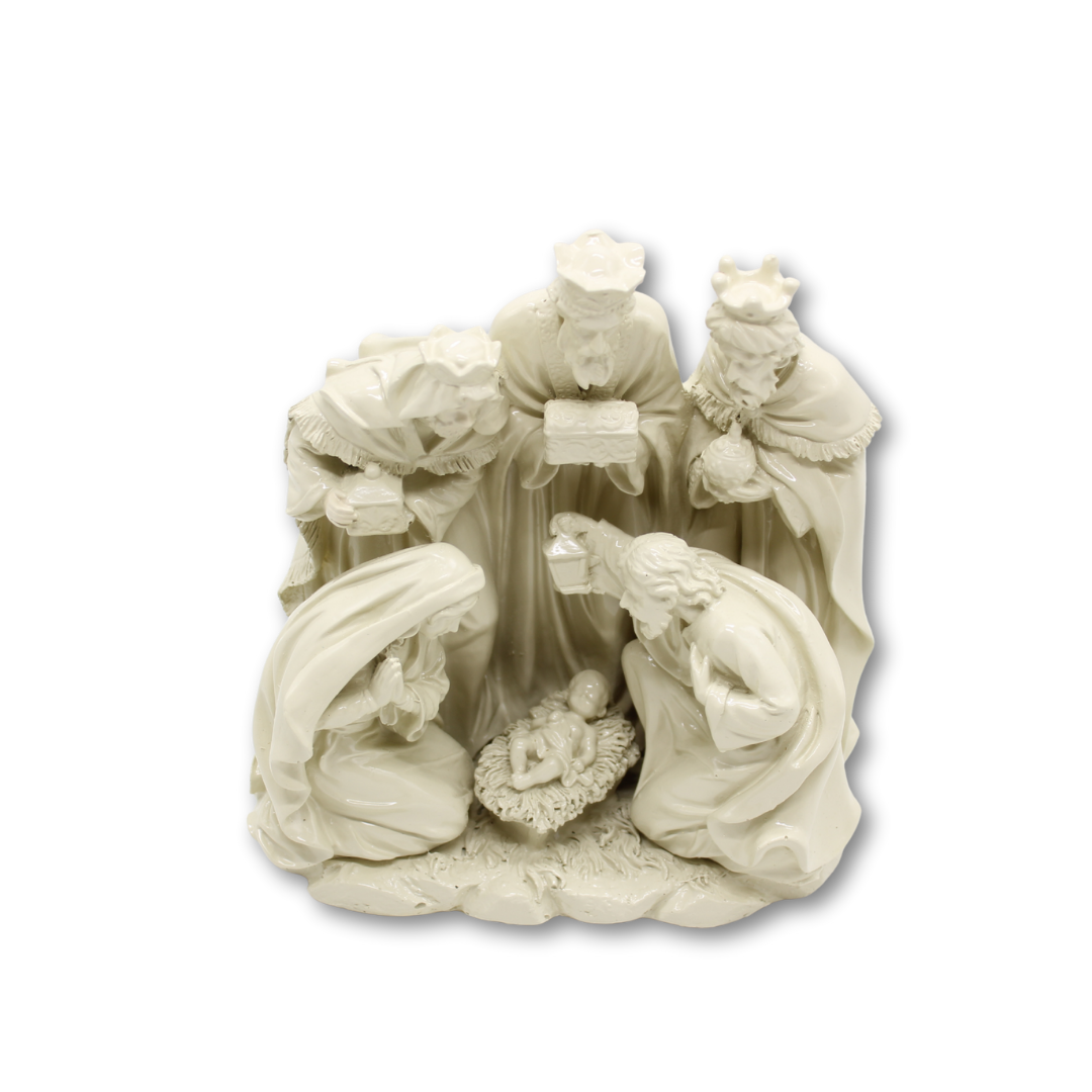 Christmas Polystone Nativity  8" - White