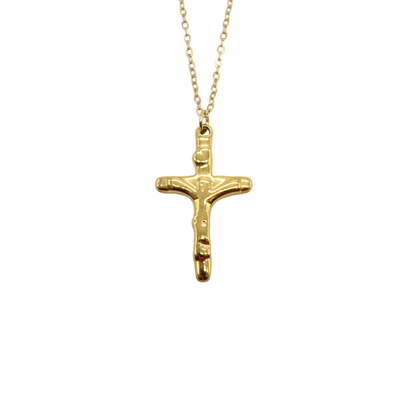 Stainless Steel  3cm Gold plated crucifix/chain set