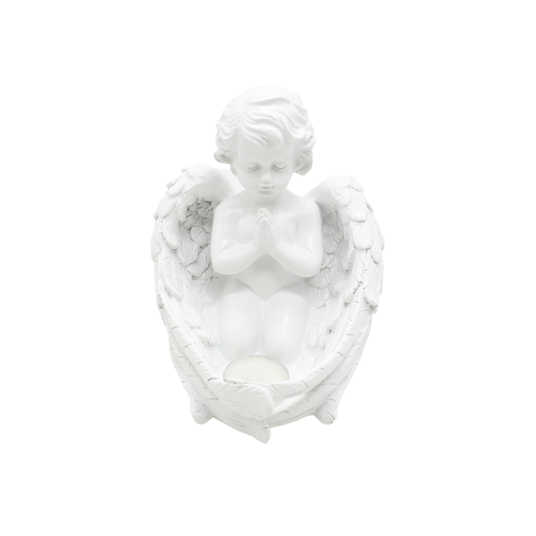 Polystone Angel with candle Holder - 15cm