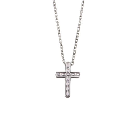 Stainless Steel Cubic Zirconia Diamante Cross /Chain