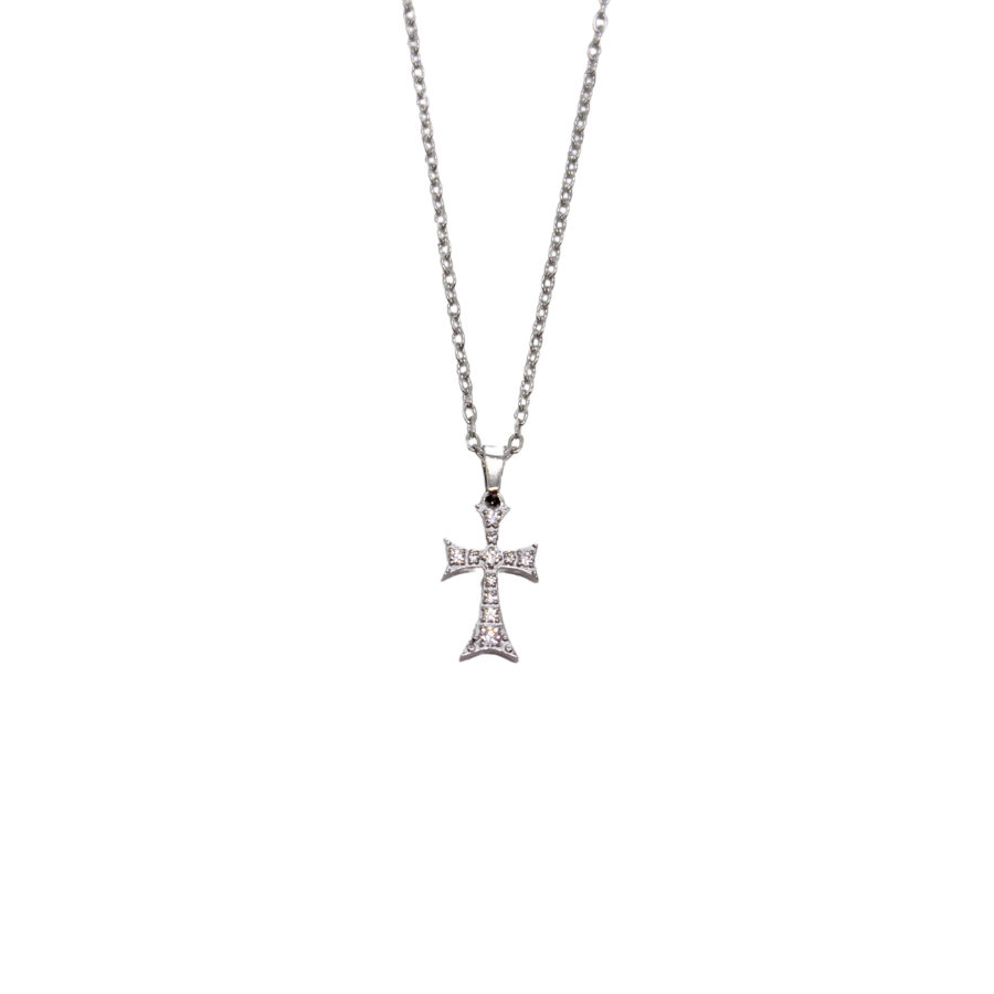 Stainless Steel Cubic Zirconia Diamante Cross /Chain