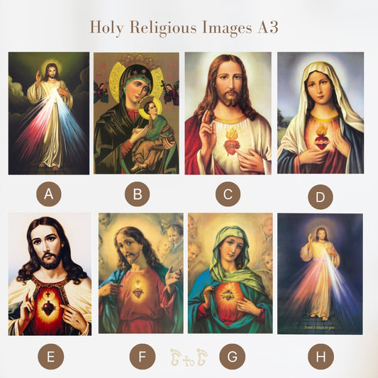 A3 Religious Images of Jesus, Mary, Divine Mercy