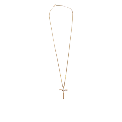 Stainless Steel  2.5cm Plain Gold Zircon Cross /Chain