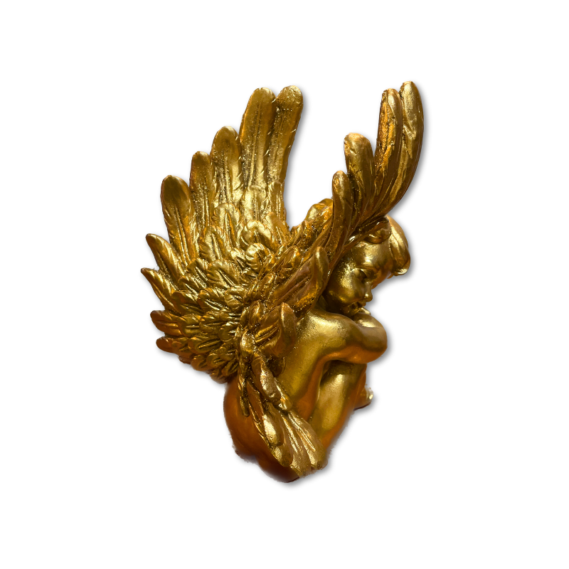 Polystone Gold Sitting Angel (Pair)