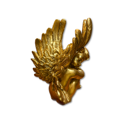 Polystone Gold Sitting Angel (Pair)