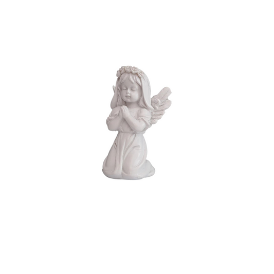 Polystone Praying  Boy/Girl Angel (White) - 11cm