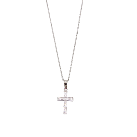 Stainless Steel Cubic Zirconia Diamante Cross /Chain
