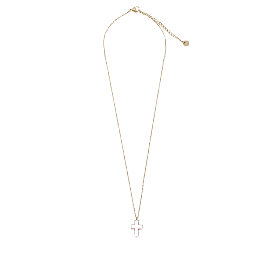 Stainless Steel Gold plated Cubic Zirconia Diamante Cross /Chain