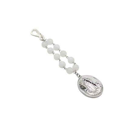 Stainless Steel Queen of Heaven Jade Stone Rosary Charm - One Decade