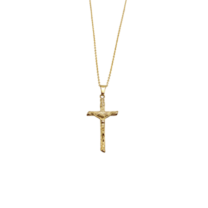 Stainless Steel Papal Crucifix/Chain - Straight (Gold)
