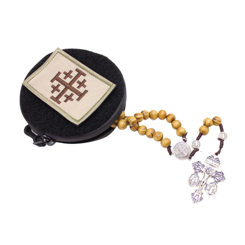 Rosary /Coin Pouch with Jerusalem Cross Velcro patch