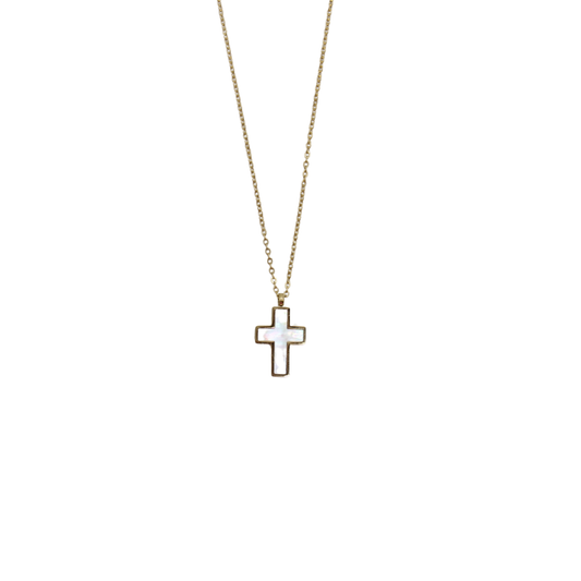 Stainless Steel Gold plated Cubic Zirconia Diamante Cross /Chain