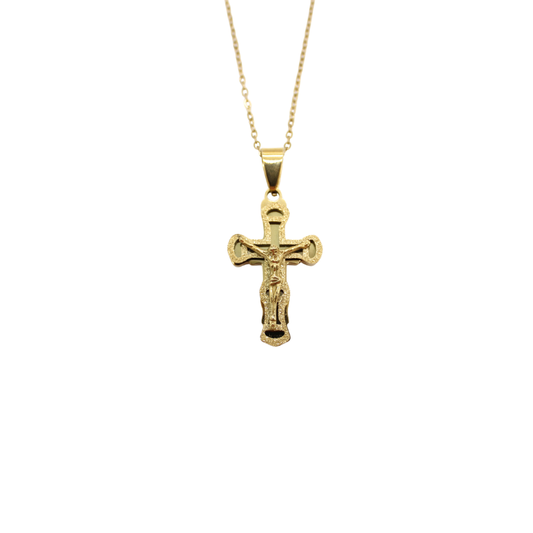 Stainless Steel Crucifix/Chain - Gold