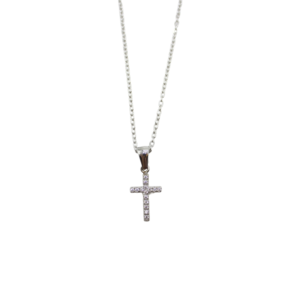 Stainless Steel Diamante Cross /Chain (3 sizes)