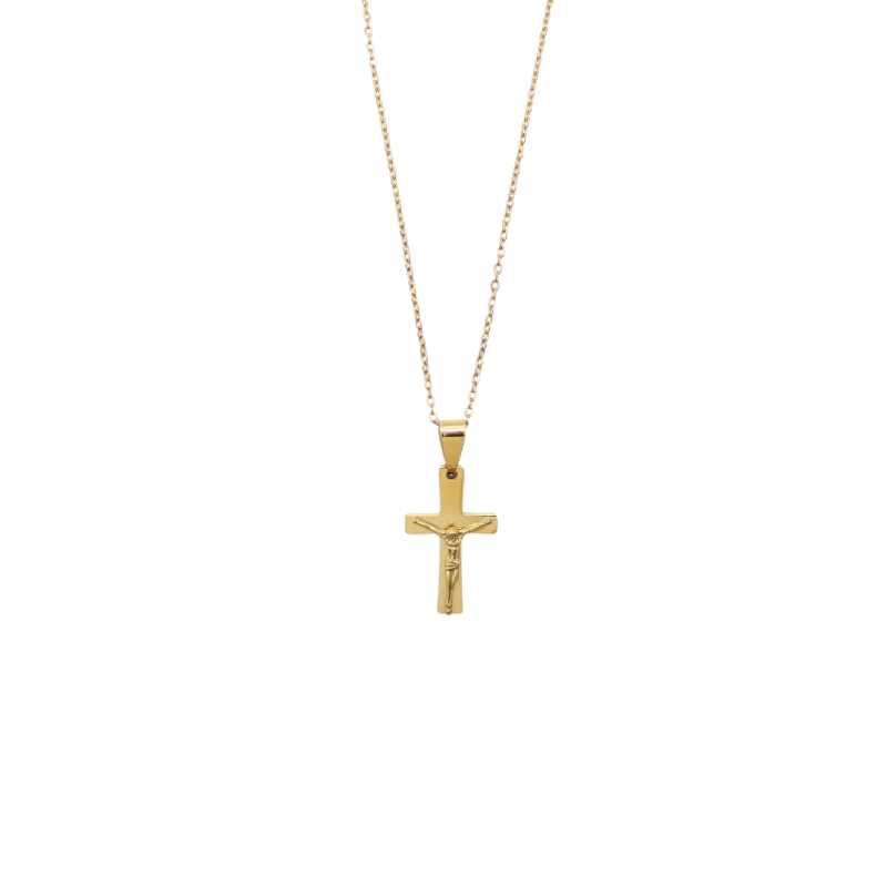 Stainless Steel Crucifix/Chain - Gold
