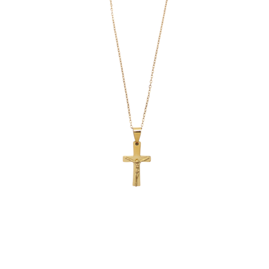 Stainless Steel Crucifix/Chain - Gold