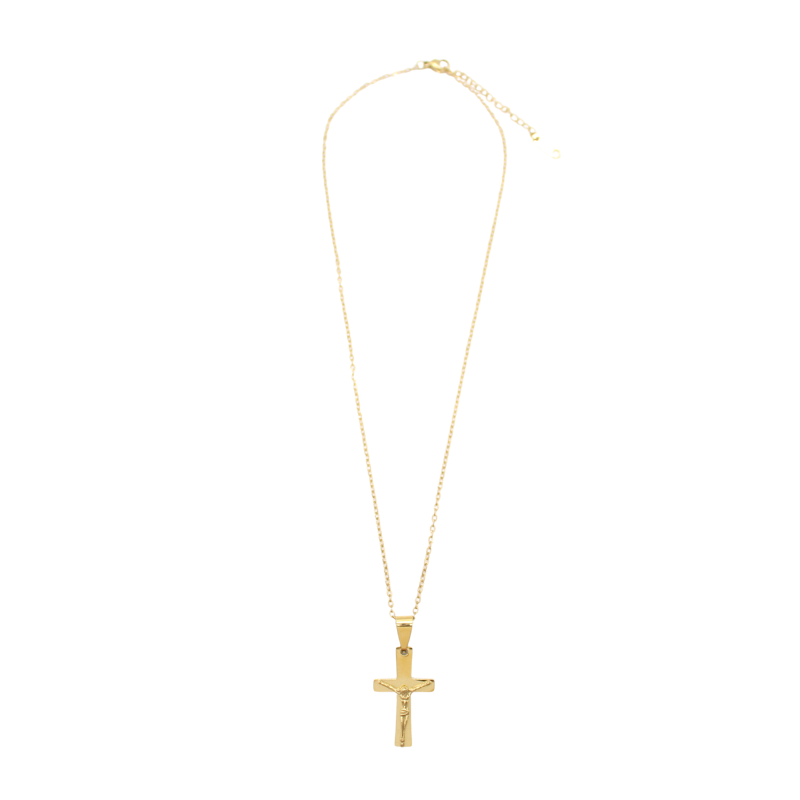 Stainless Steel Crucifix/Chain - Gold
