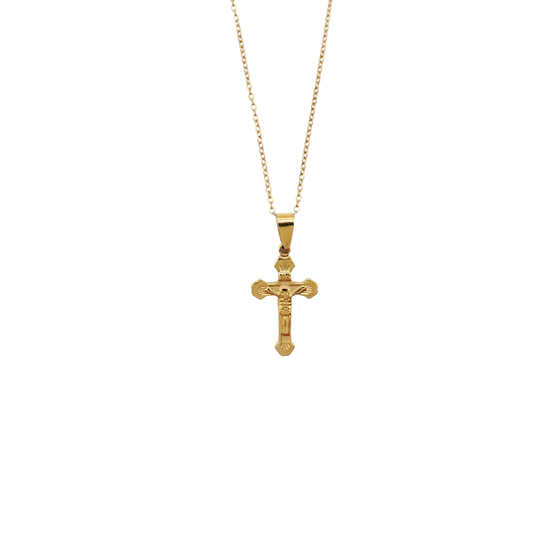 Stainless Steel Crucifix/Chain - Gold