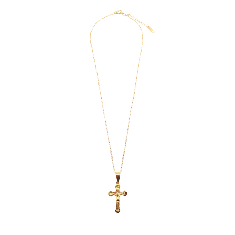 Stainless Steel Crucifix/Chain - Gold