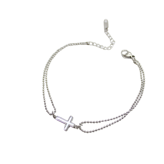 Stainless Steel Chain Bracelet with Cross Charm