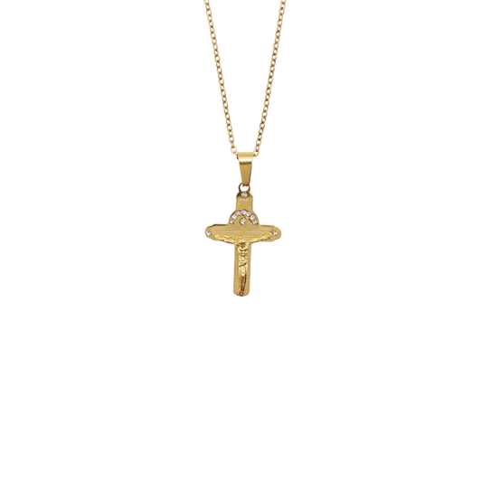 Stainless Steel Crucifix/Chain - Gold