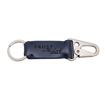 Leather Snaphook Keychain with engraved Bible Verse